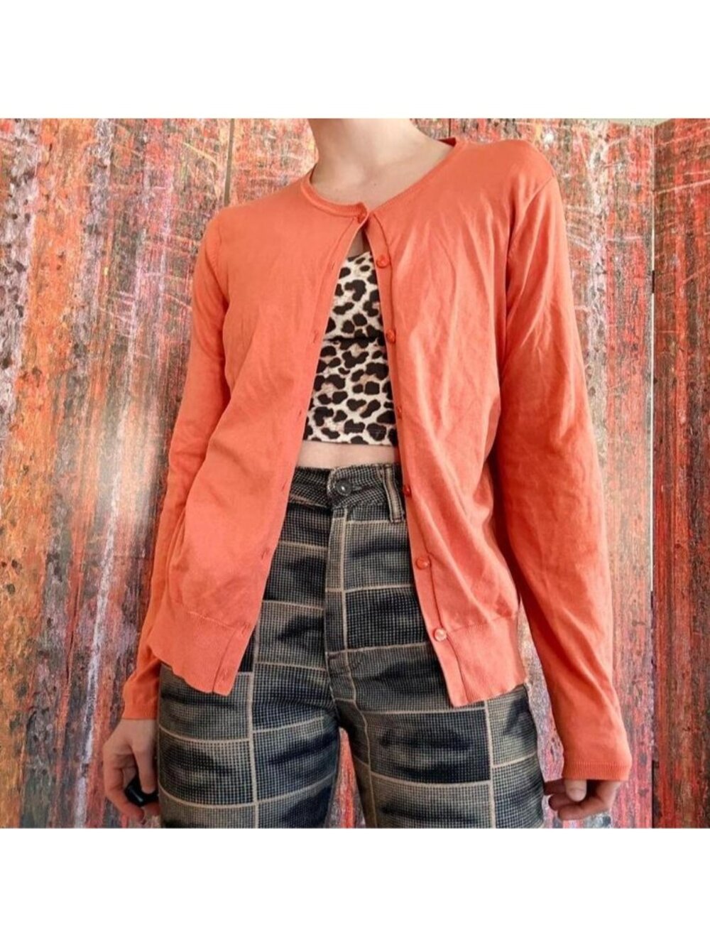 Orange silk blend cardigan